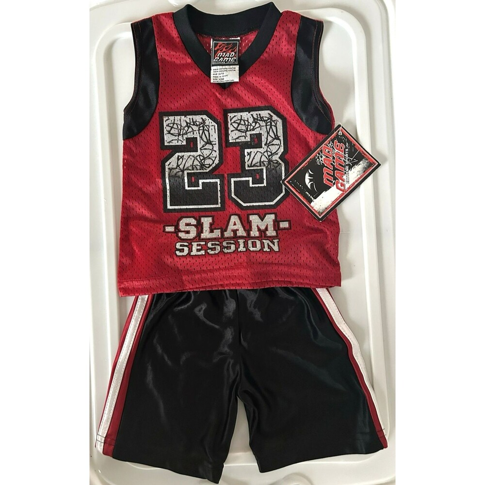 Mad Game Red Black Tank and Shorts Outfit Boys Infant Size 12M